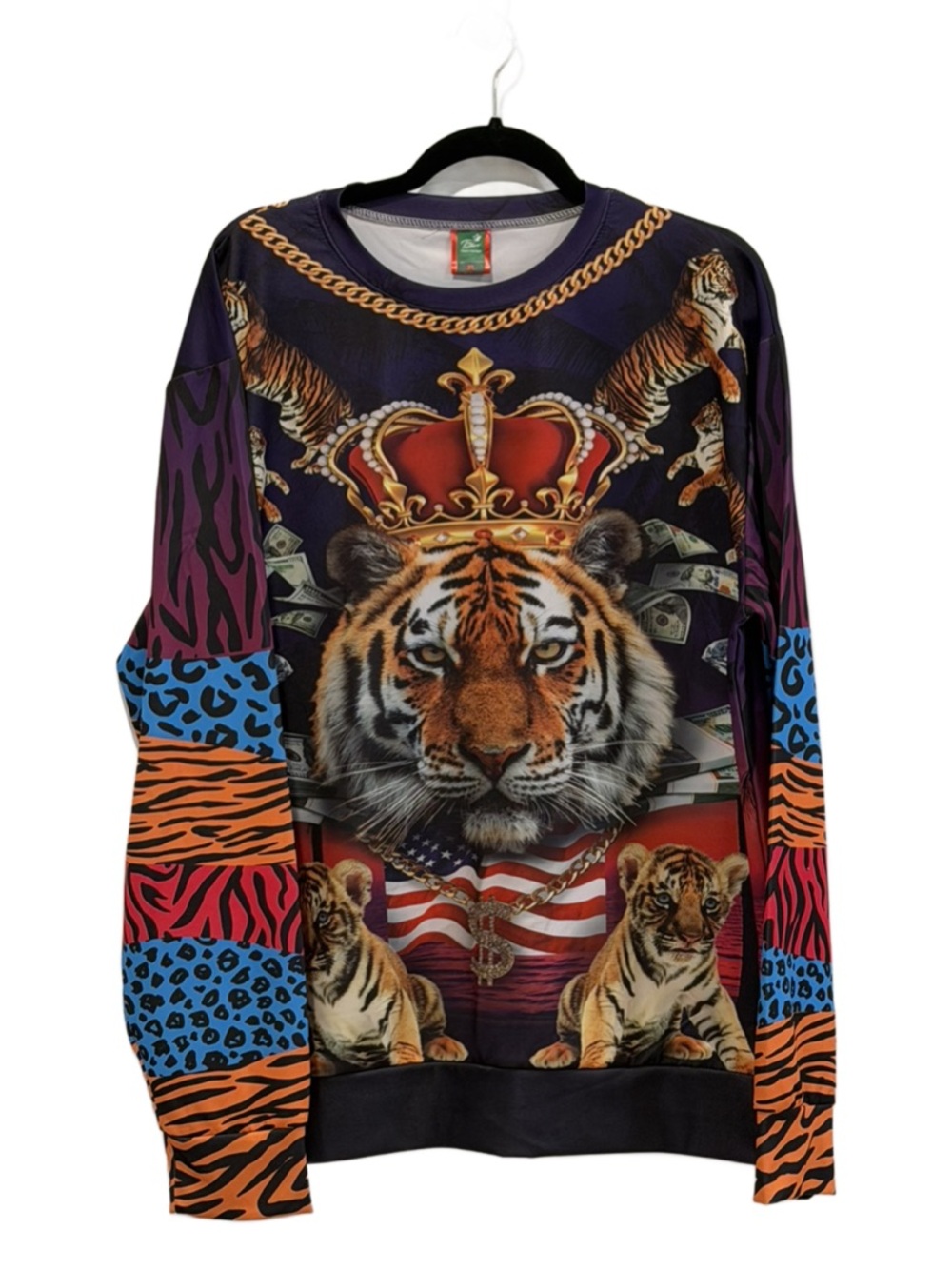 Ugly Sweater Tiger Crown Bling UNI XL